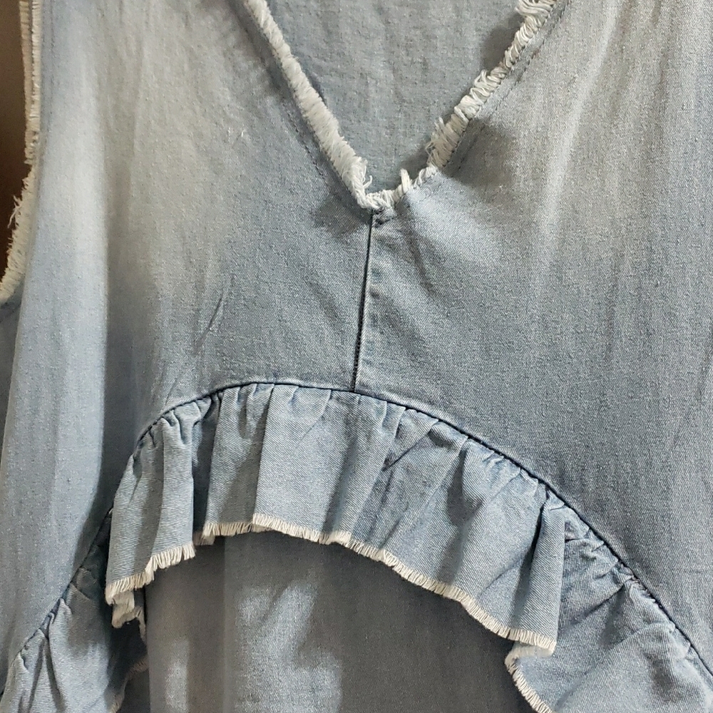 Chic Blue Ruffled Maxi Dress - Picture 3 of 4